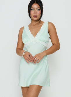 Laurelia Lace V Neck Mini Dress Jelly Mint