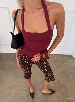Ghisella Square Neck Halter Top Cherry