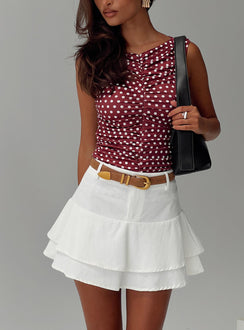   side view of model wearing Princess Polly Boderek Mini Skirt White Mini Skirts 