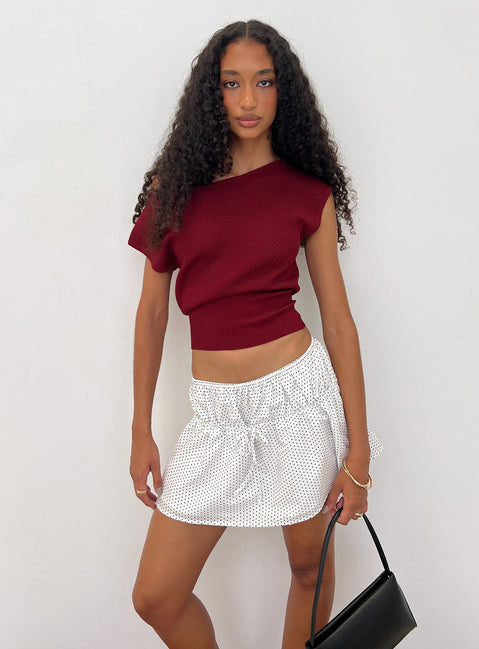 back view of model wearing Princess Polly Nomi Mini Skirt White Polka Dot Mini Skirts 