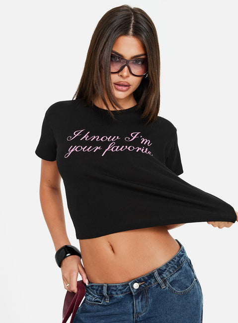 Your Favorite Graphic Baby Tee Washed Black