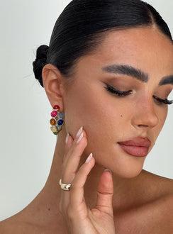 Statement hoops Gold-toned, gemstone detail, stud fastening Princess Polly Lower Impact 