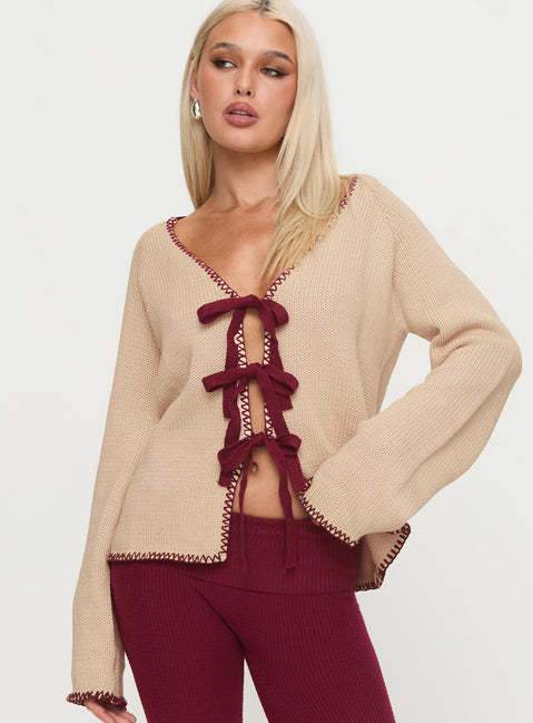 front view of model wearing Princess Polly Kiss Goodbye Knit Cardigan Multi regular 