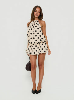 When In Rome Drop Waist Mini Dress White / Black Polka Dot