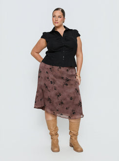   front view of model wearing Princess Polly Moses Midi Skirt Multi Curve Midi Skirts 