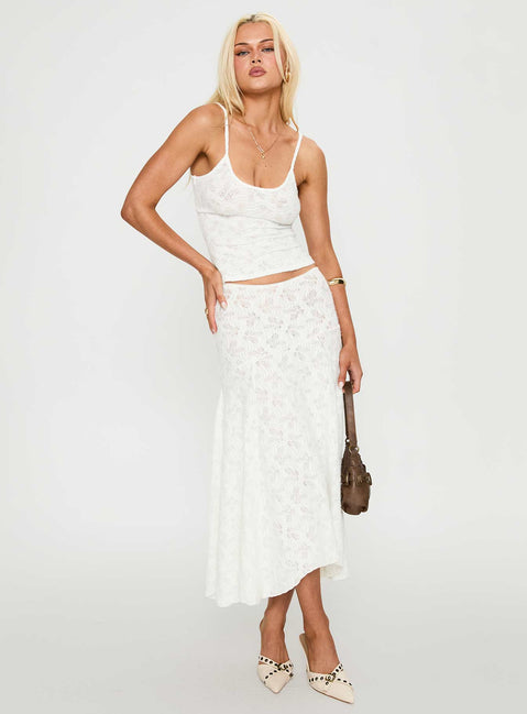   front view of model wearing Princess Polly Tidal Midi Skirt Foam Midi Skirts 