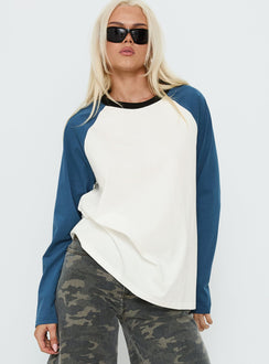 Kravitz Long Sleeve Baseball Raglan Top Blue
