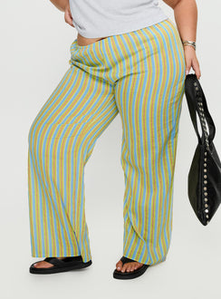 back view of model wearing Princess Polly Limestone Pants Multi Curve High Waisted Pants 