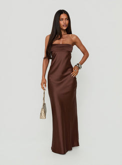 Khalotte Strapless Maxi Dress Brown