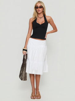 Cascades Low Rise Midi Skirt White