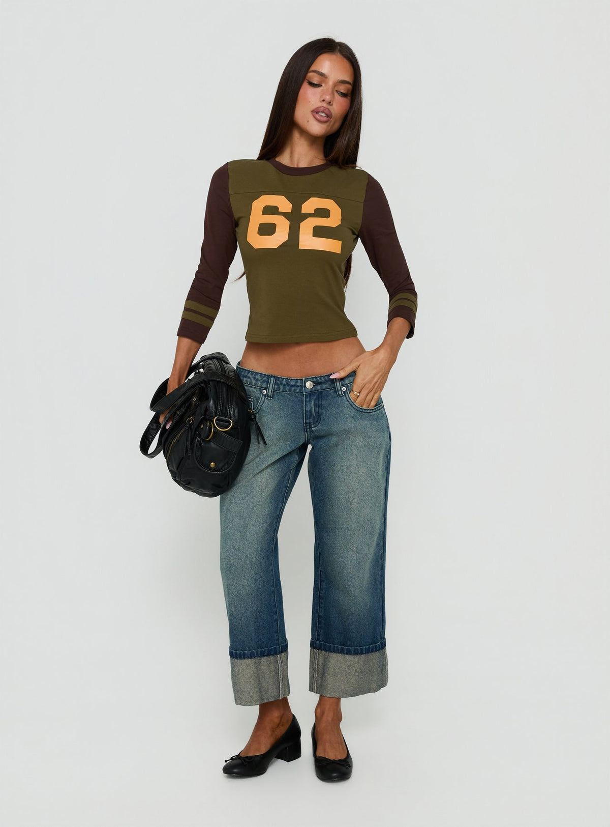 Harrlie Cuffed Cropped Low Rise Jeans Vintage Wash
