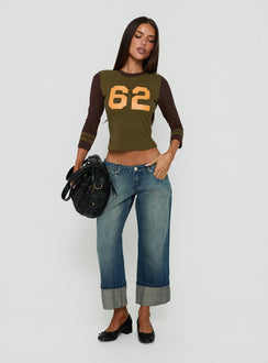 Harrlie Cuffed Cropped Low Rise Jeans Vintage Wash