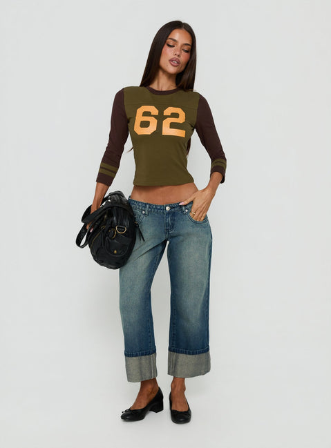 Harrlie Cuffed Cropped Low Rise Jeans Vintage Wash