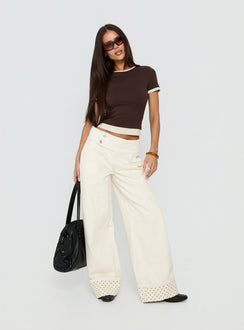 Nikoletta Foldover Jeans Cream / Polka