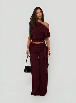 Hadlia Off Shoulder Top Burgundy