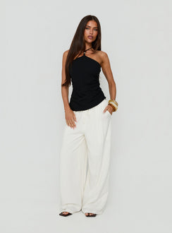 Deia Bead Detail Arrowneck Top Black