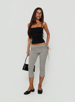 Introducing the Bailor Channel Waistband Capri Pants Grey womens-regular-pants with high-rise detail front view of model wearing Princess Polly