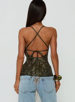 Opaline Sequin Cami Top Green