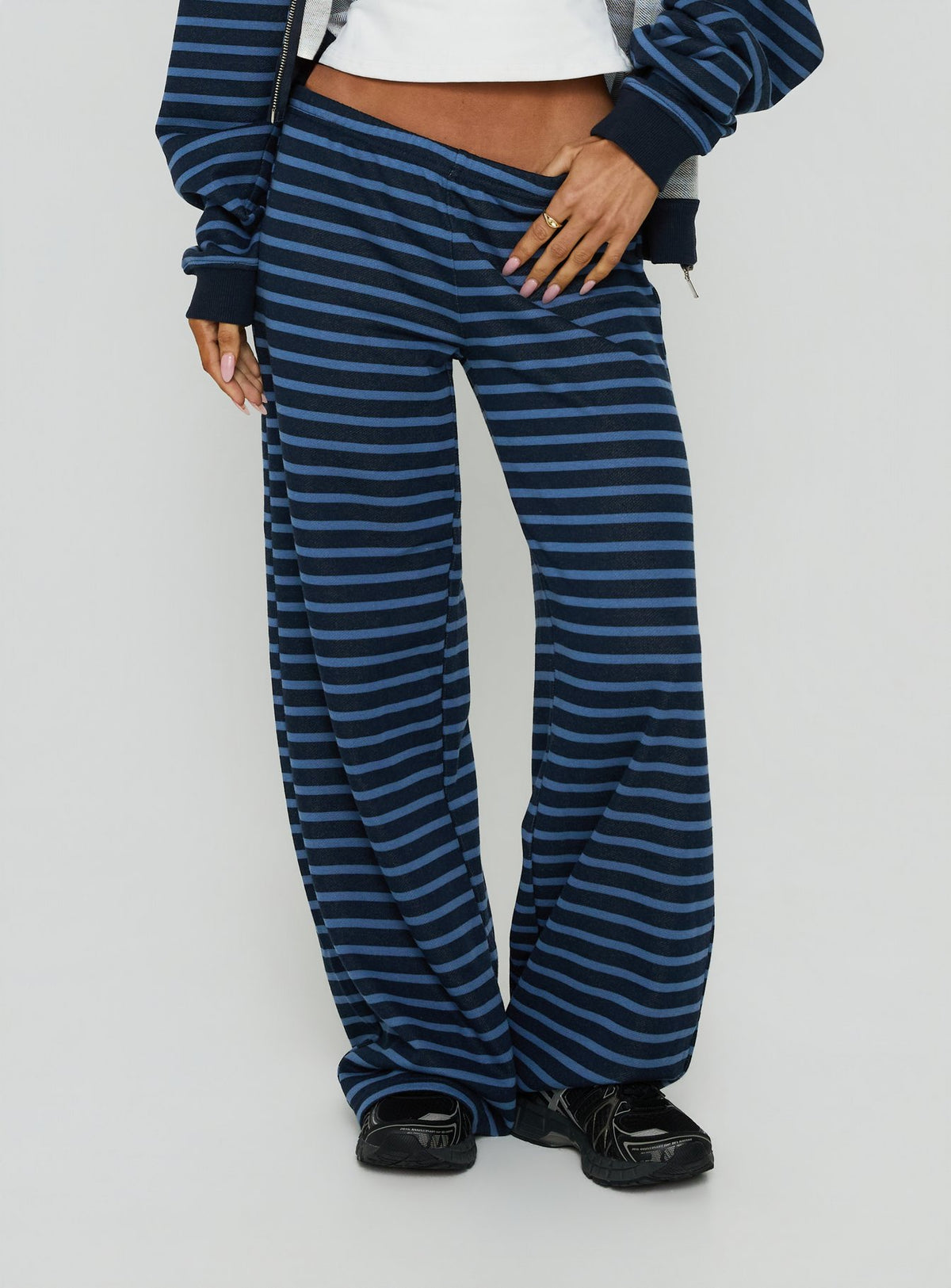 Delaeni Straight Leg Sweatpants Blue Stripe