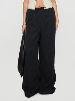 side view of model wearing Princess Polly Barbieri Pants Black High Waisted Pants 