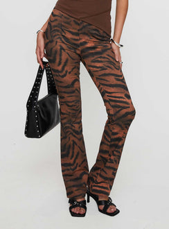 back view of model wearing Princess Polly Andrina Straight Leg Pants Multi High Waisted Pants 