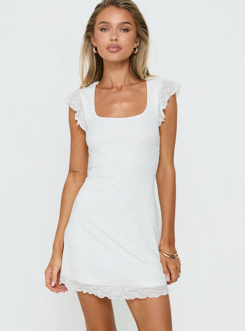 Auroraah Frill Mini Dress White