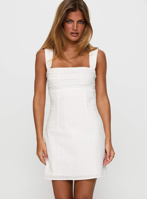 front view of model wearing Princess Polly Anyone But You Mini Dress White Square Neck 