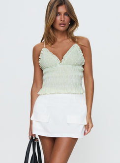 back view of model wearing Princess Polly Essentially Skort White Tall High Waisted Shorts 