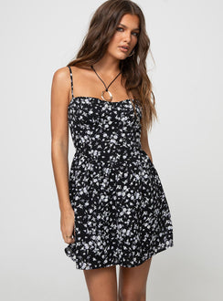 product Princess Polly Crew Neck  Mckilah Mini Dress Black Floral