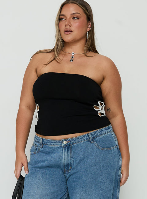 Currents Strapless Cut Out Detail Top Black Curve