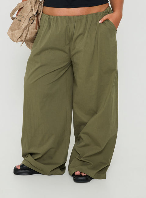 Lunea Concealed Waistband Pants Khaki Curve