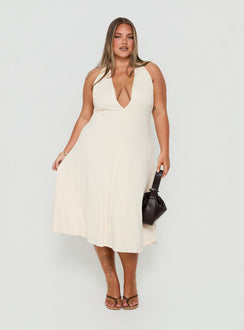 Morganne Halter Plunge Midi Dress Butter Curve