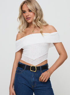 front view of model wearing Princess Polly Moonage Top White Short Sleeves straight 