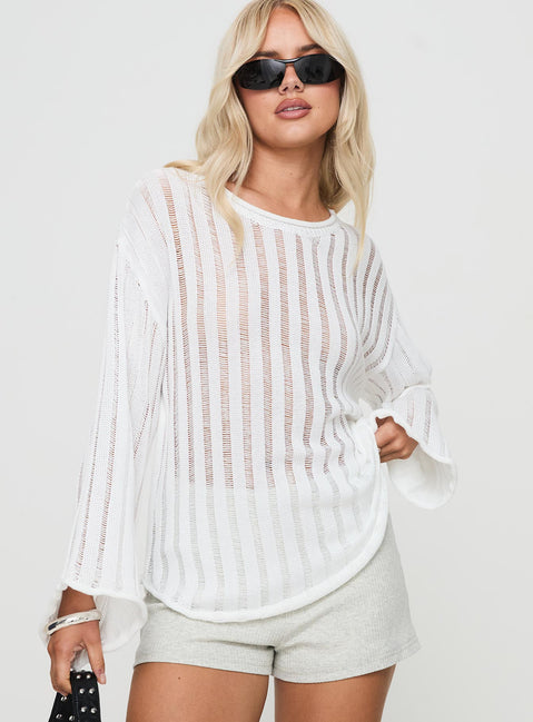 front view of model wearing Princess Polly Ambra Sweater White 