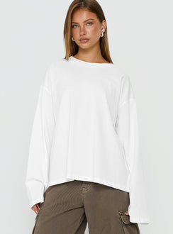 Settle Down Long Sleeve Top White