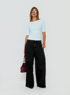 Naylor Mid Rise Wide Leg Jeans Washed Black Tall