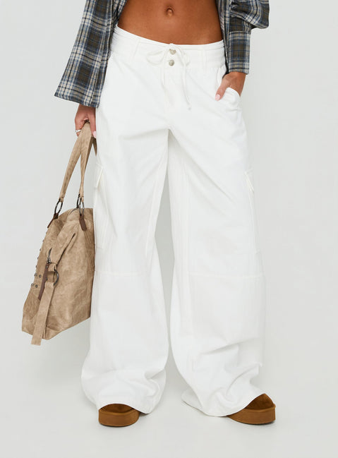 Laurella Cargo Tie Waist Pants White