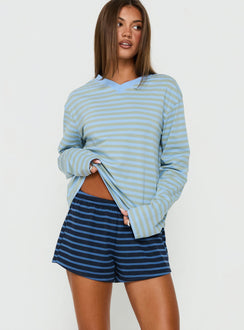 Delaeni Micro Fleece Shorts Blue Stripe