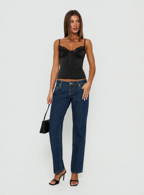 Abagael Low Rise Straight Jeans Indigo