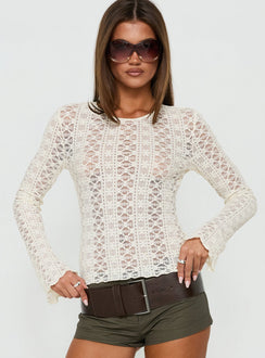 Dalenna Lace Long Sleeve Top Cream
