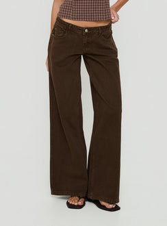 Picco Ultra Low Rise Wide Leg Jeans Brown