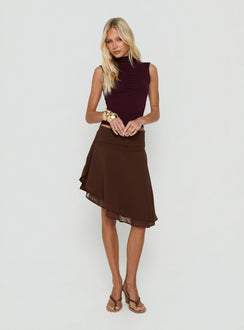 Evanescence Asymmetrical Midi Skirt Chocolate
