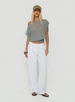 Lindenn Off Shoulder Sheer Top Grey Stripe