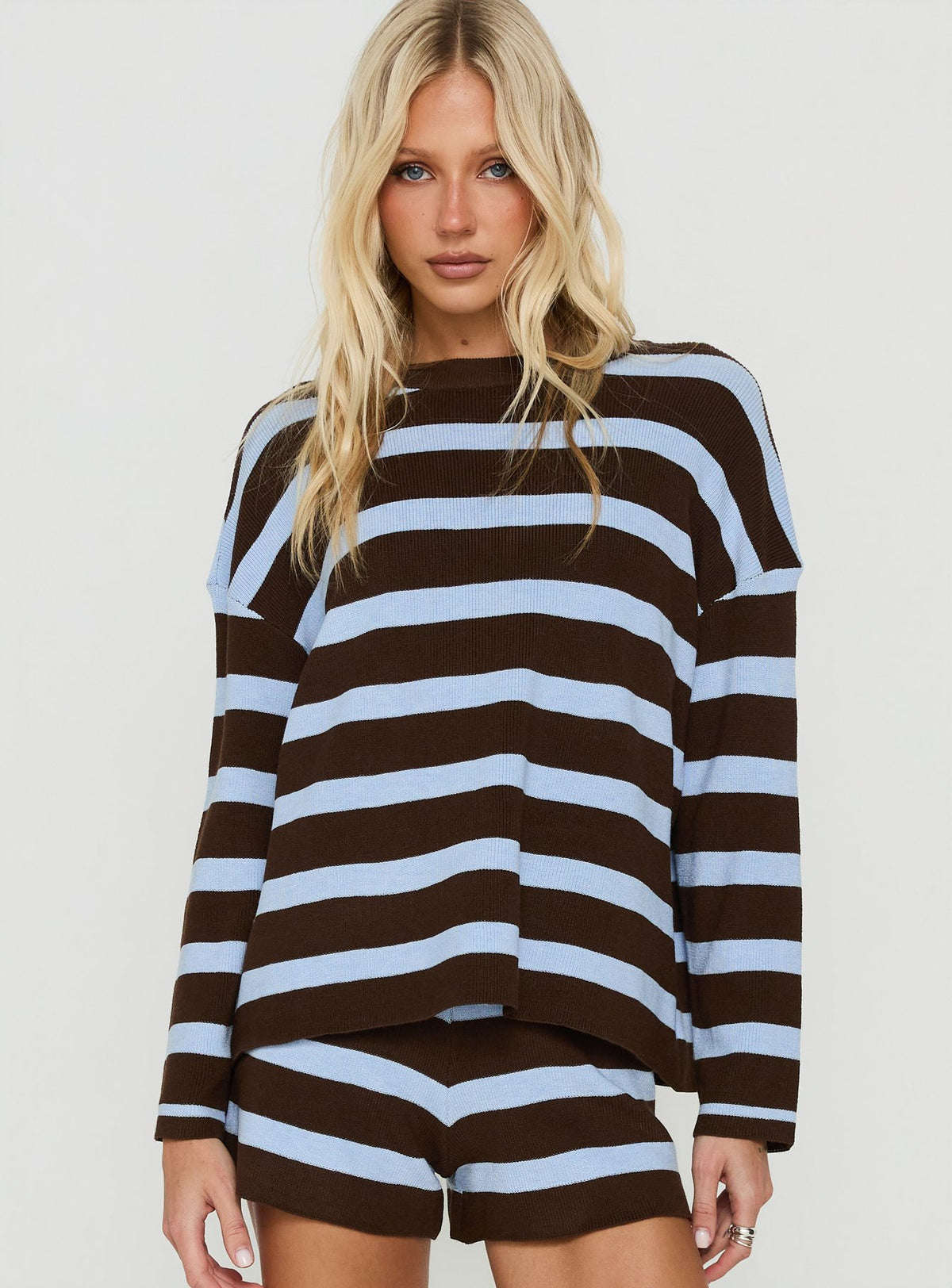 Henrea Knit Sweater Brown / Blue Stripe