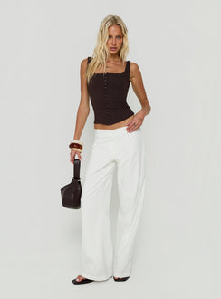 Agazia No Waist Low Rise Straight Pants White