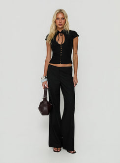 Josiphene Tie Neck Keyhole Top Black
