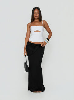 Featuring the Samelia Wrap Maxi Skirt Black womens-skirts maxi front view of model wearing Princess Polly