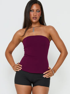 Loreto Strapless Tie Back Top Plum