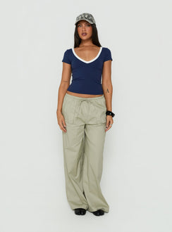 Featuring Toren Drawstring Straight Leg Pants Stone womens-regular-pants in mid-rise front view of model wearing Princess Polly