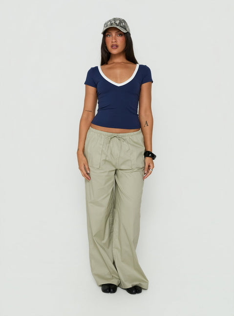 Featuring Toren Drawstring Straight Leg Pants Stone womens-regular-pants in mid-rise front view of model wearing Princess Polly